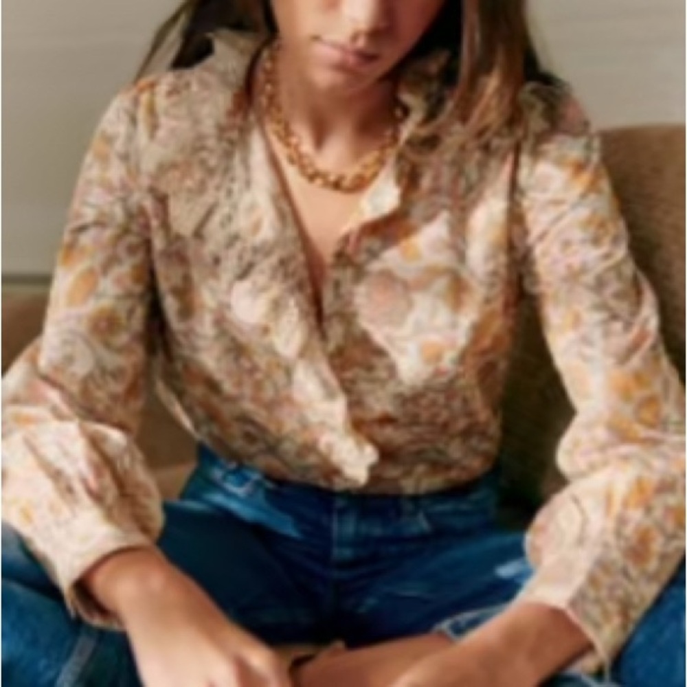 Sezane Chemise Chlo Jardin Celeste